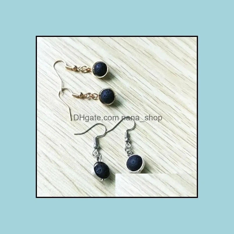 4styles water drop heart black lava stone earrings necklace diy aromatherapy essential oil diffuser dangle earings jewelry women