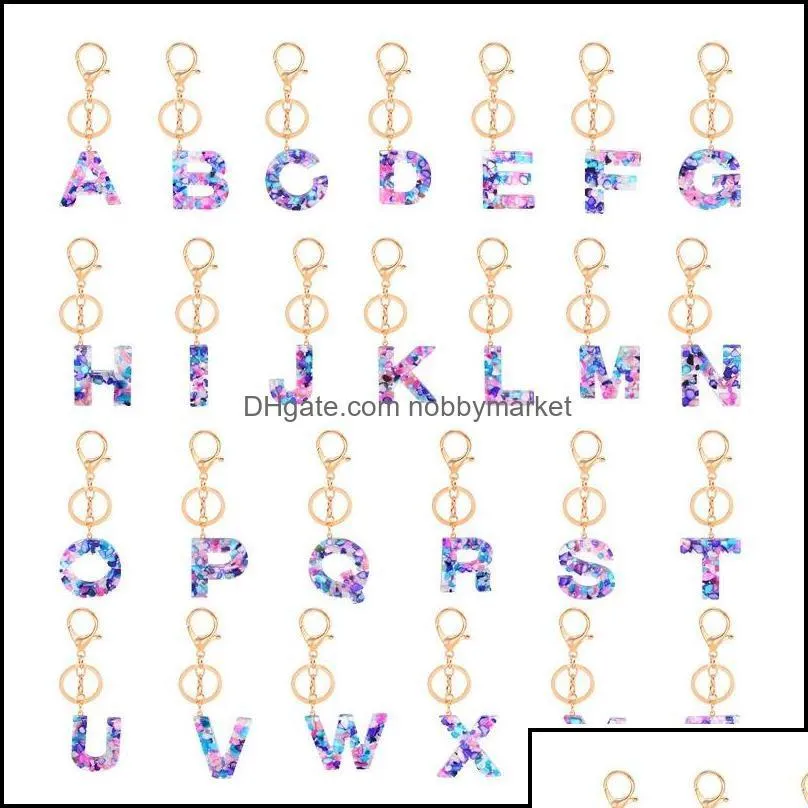 key rings jewelry fashion az letter keychain trendy creative colorf 26 english initial resin handbag keyring women gift drop delivery