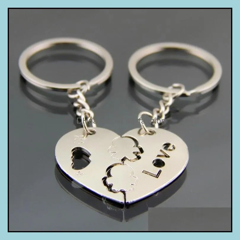 creative fashion women men keyring couple keychain lovers cute key ring holder love heart friends gift wedding favors