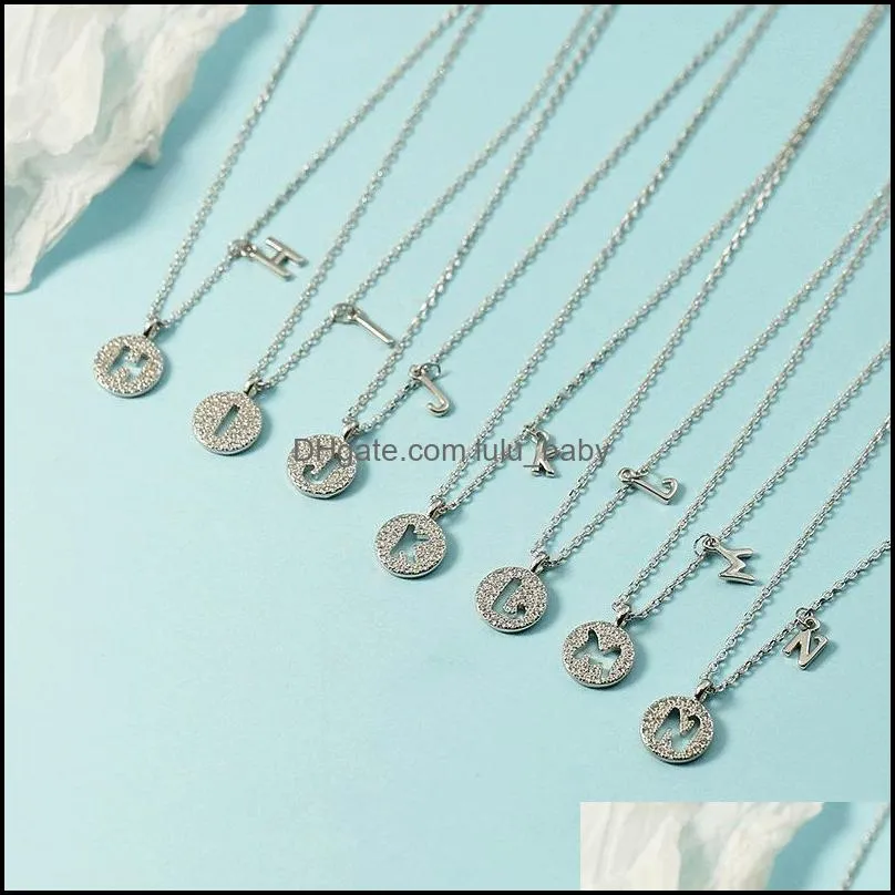 gold color alphabet pendant necklace for women girls crystal 26 small letters collar necklaces jewelry accessories dhs