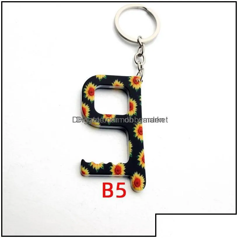 fashion keyrings flower elevator buttons contactless tool door handle key grip safety protection isolation notouch opener car keychain