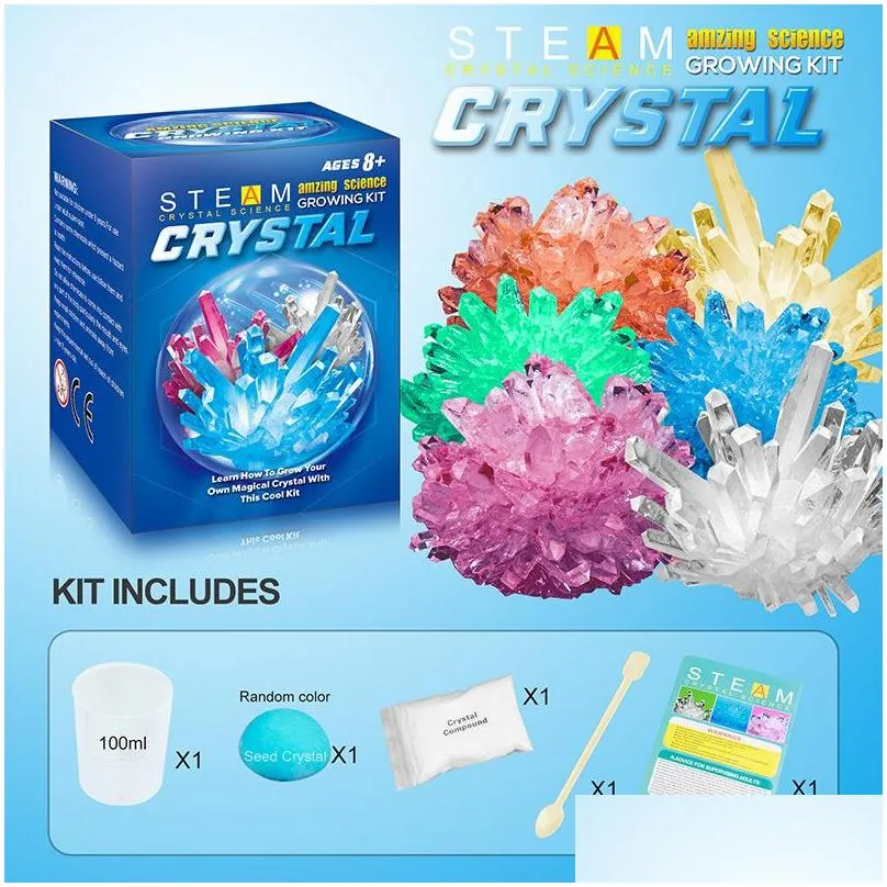 crystal growing science experimental kit novelty toys easy diy stem toy lab experiment specimens educational gift for kids teens boys