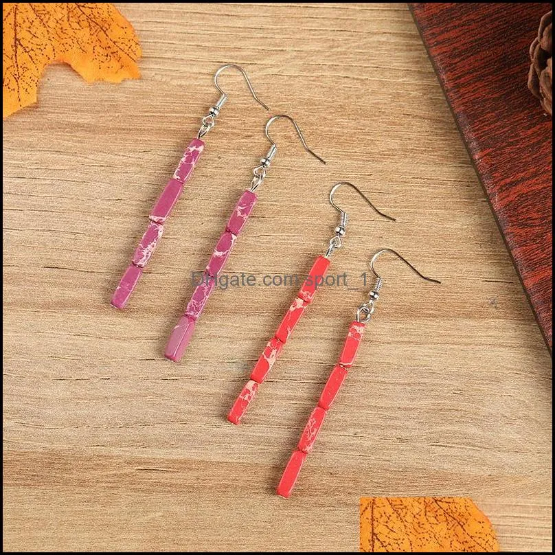 2019 arrival colorful round natural stone dangle earring for women girls high quality hook earring fashion jewelry gift