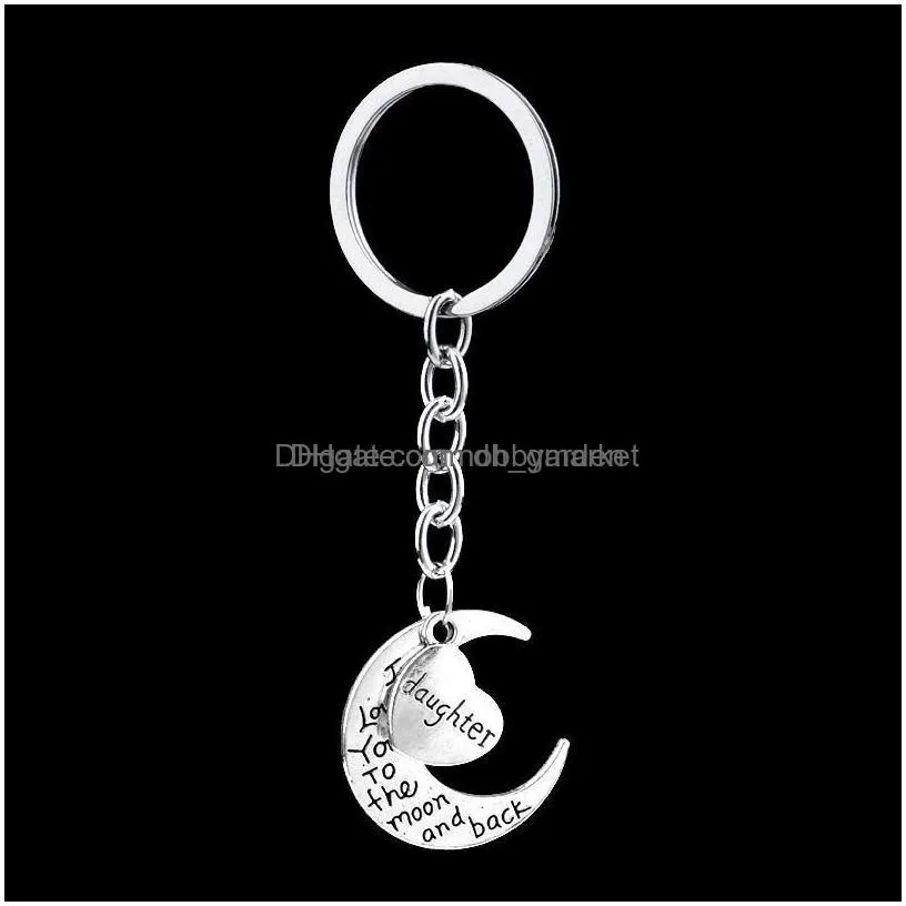 key rings jewelry moon heart for mom dad sister brother son s chains zinc alloy keyring drop delivery 2021 bolnq