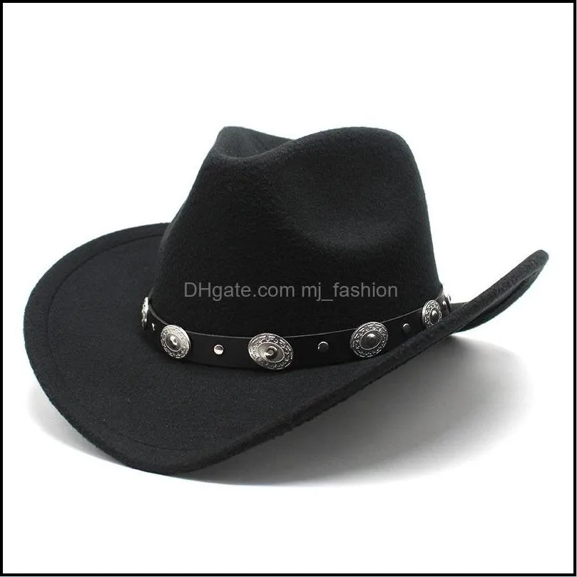 autumn western  hat felt bowler fedora men women simple wide brim  jazz cap four seasons cowgirl cap