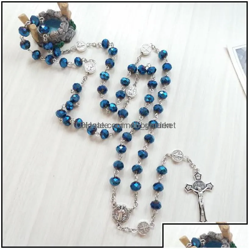 pendant necklaces pendants jewelry catholic long cross crystal rosary necklace drop delivery 2021 bkzen