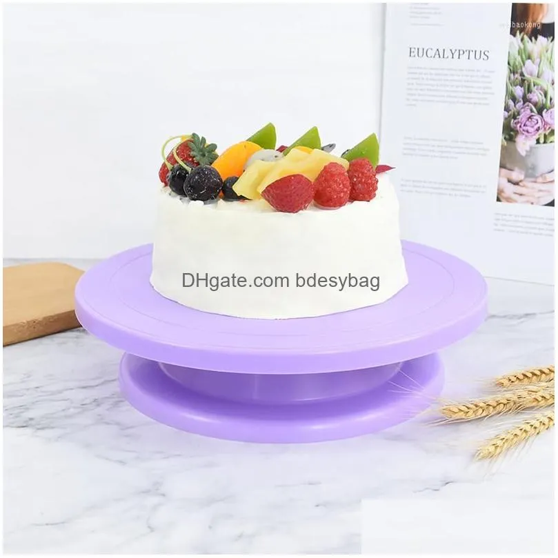 baking tools 28cm cake turntable stand decoration diy mold rotating stable antiskid round pastry table kitchen 8z