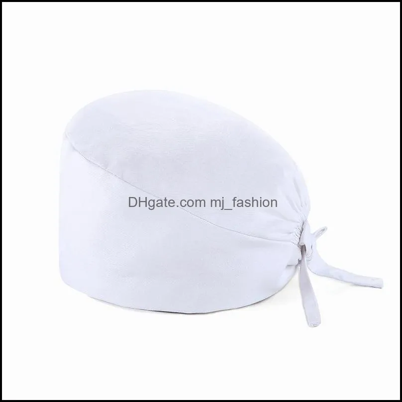 unisex solid color scrub nurse hat adjustable beauty salon care cap laboratory pet shop doctor working caps