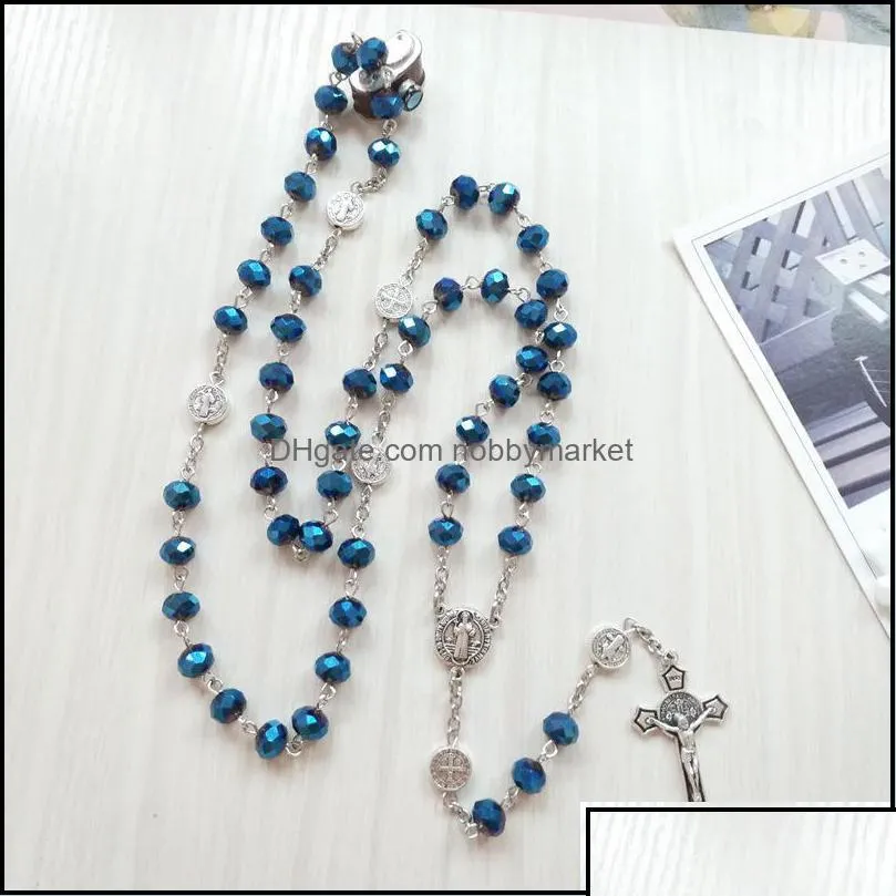 pendant necklaces pendants jewelry catholic long cross crystal rosary necklace drop delivery 2021 bkzen