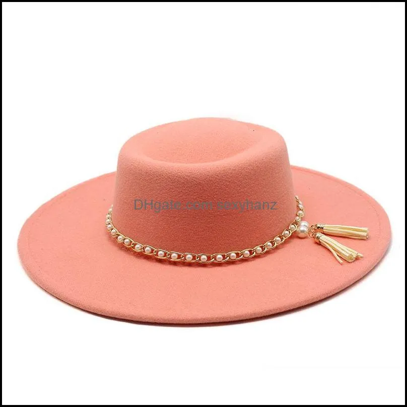 wide brim hats the flattop wool felt fedora big bowler ladies jazz cap fashion elegant women formal party 3447 q2