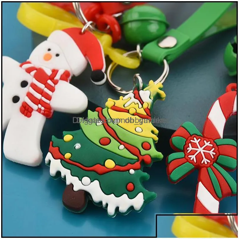 key rings jewelry 2021 fashion keychain pvc soft rubber sile chain creative old snowman elk doll christmas tree pendant drop delivery