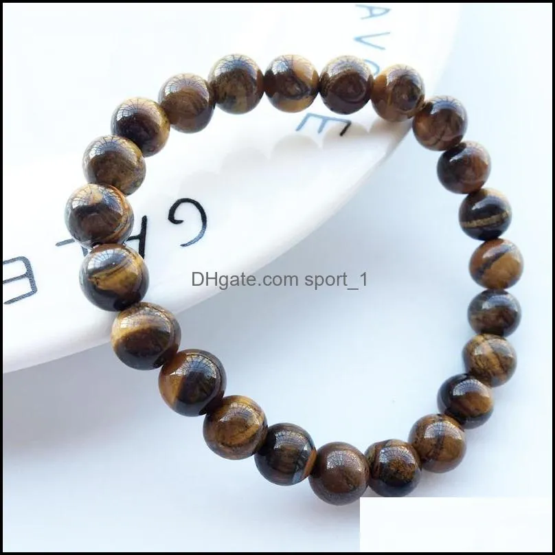  natural tiger eye stone beaded bracelets 8mm yoga balance beads buddha prayer elastic bangles for men women jewelry gift