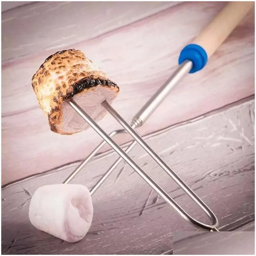 ups 24 hours stainless steel bbq bbq tools accessories marshmallow roasting sticks extending roaster telescoping
