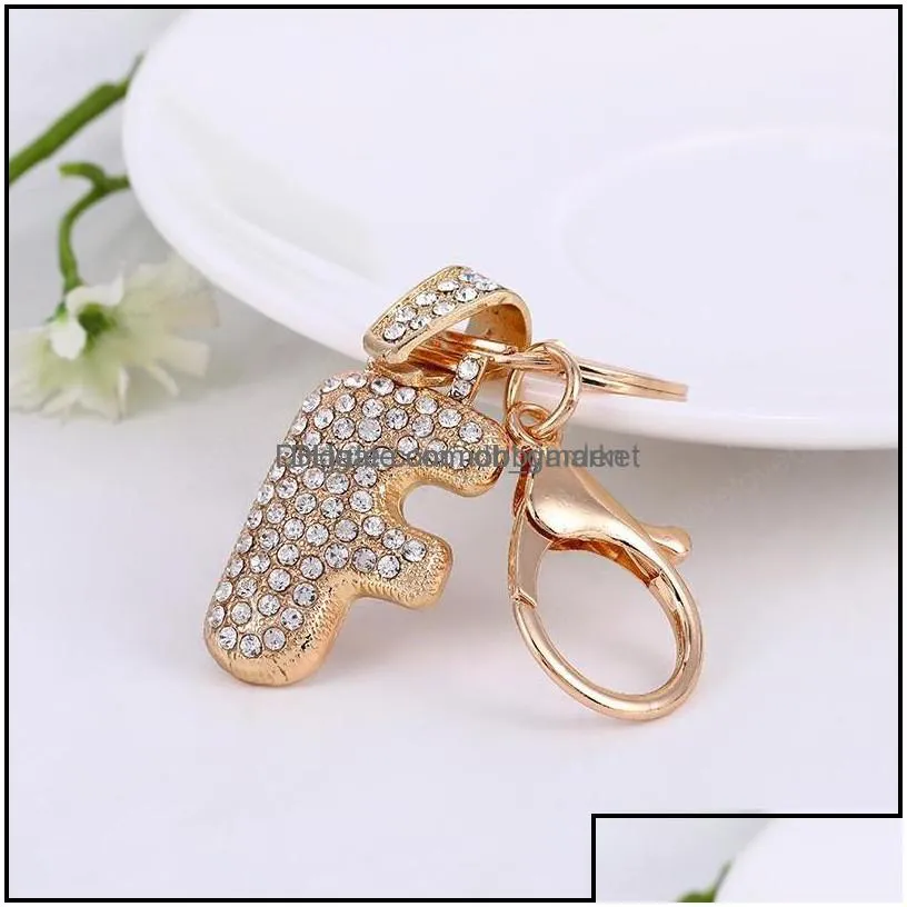 key rings jewelry az letter chain creative rhinestone crystal 26 english initial resin handbag keyring aessories for women drop delivery