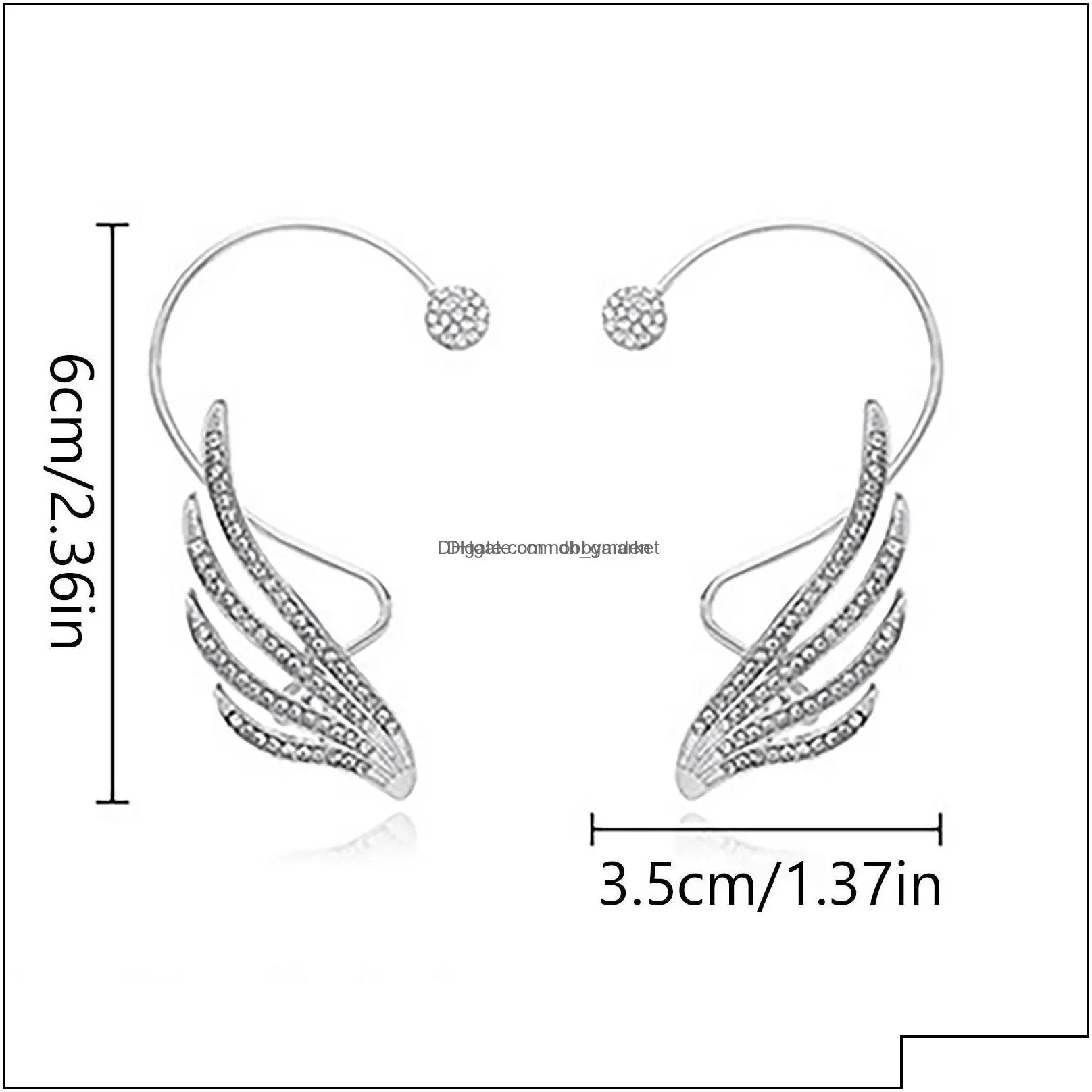 clipon screw back earrings jewelry angel wings clip 925 sier glitter diamond ear clips fashion studs tassel stud for women birthday