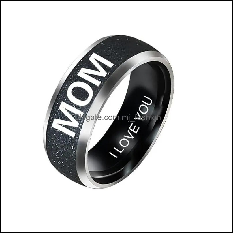 casual love mom dad son daughter stainless steel couple band ring wedding engagement rings for women