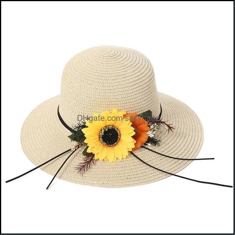 wide brim hats big straw panama hat summer beach caps female casual lady women flat bowknot cap girls sun 3448 q2