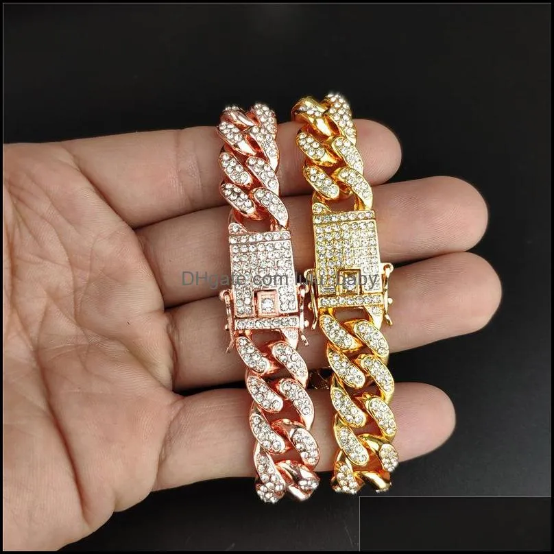 hip hop cuban chain bracelet unique men fashion rapper rock jewelry bling couple bracelets q300fz