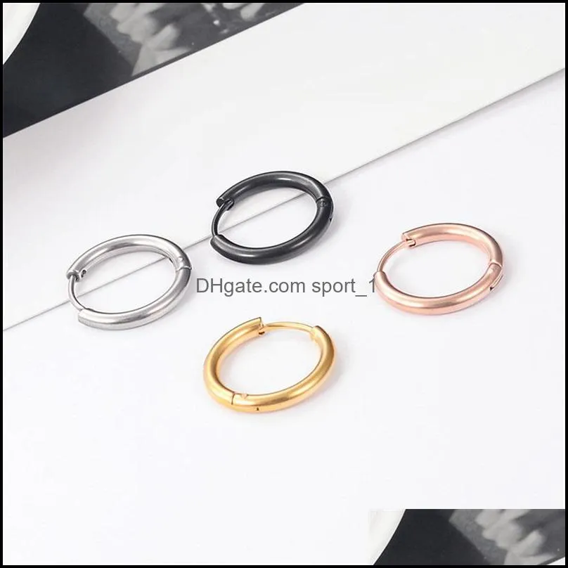  round stianless steel hoop earring for women girls 816mm small simple gold silver rose gold black huggie earring fashion