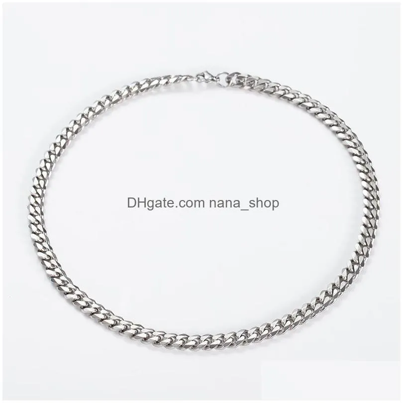 euramerican cuban figaro chain necklace man hip hop fashion titanium stainless steel thick chain necklaces