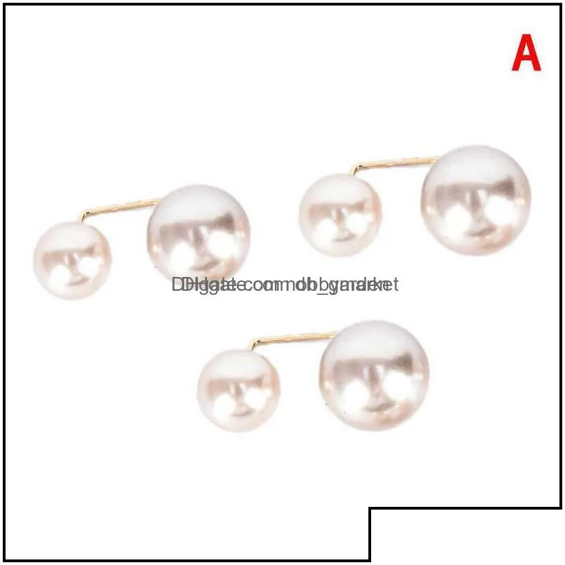 pins brooches jewelry 3pcs/set double pearl pins for women safety pin brooch female clothes accessories simated knit shirt h1018 drop