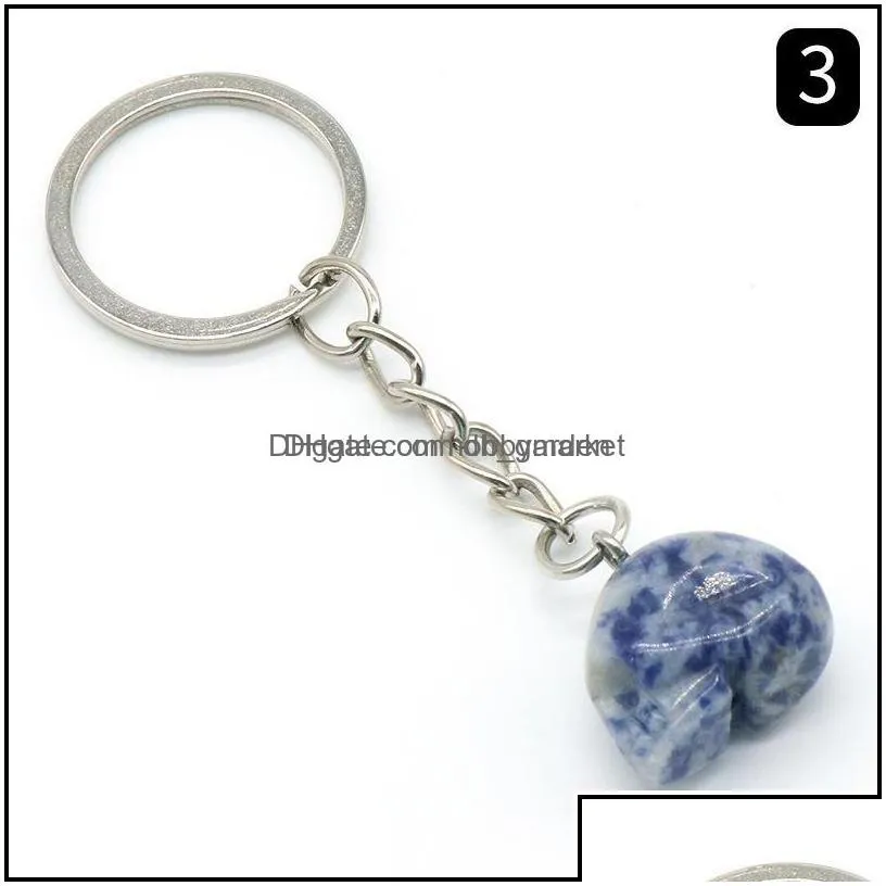 key rings jewelry healing reiki chakra natural stone skl pendant keychain crystal chakras quartz chains aessories 472c3 drop delivery 2021