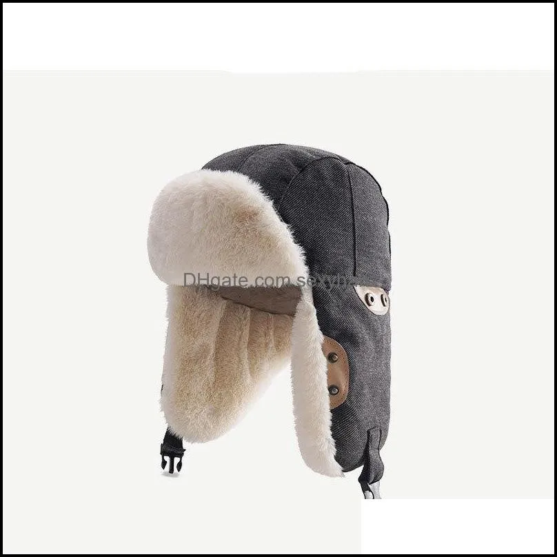 cold winter women warm plush fur hats caps ear protector outside riding skiing pilot bomber fur hats 1917 t2