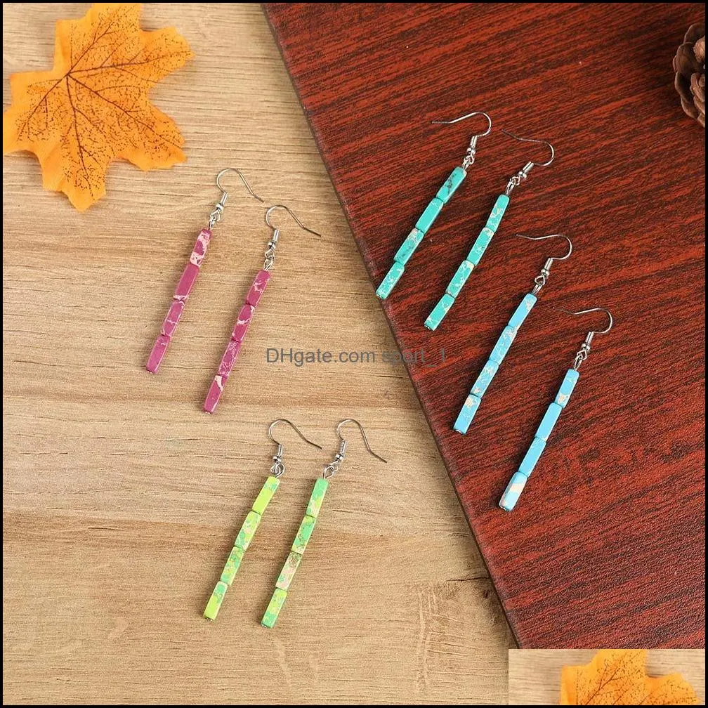 2019 arrival colorful round natural stone dangle earring for women girls high quality hook earring fashion jewelry gift