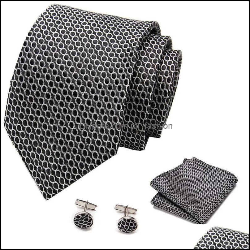 luxury mens ties floral black gold paisley necktie pocket square cufflinks set wedding party tie