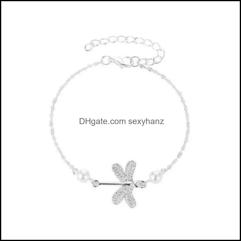 jewelry dragonfly crystal anklets barefoot sandals ankle bracelet beach lady foot on the leg jewelry 485 h1