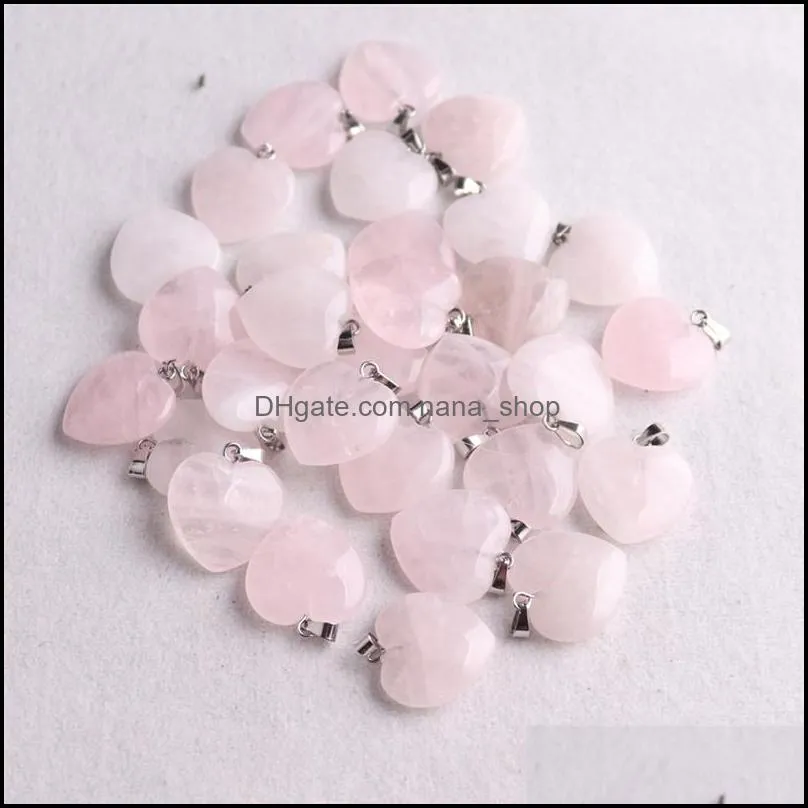 natural stone charms 20mm heart love tigers eye rose quartz opal pendants chakras gem stone fit earrings necklace jewelry making