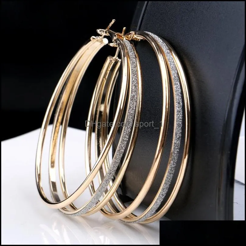 luxury multilayer big hoop earrings women trendy matte round large size earrings for girl female fashion ear jewelry