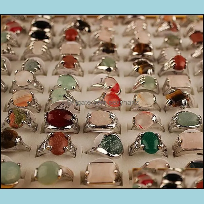 mix lot mens rings natural stone rings for natural stone collection lovers 50pcs wholesale 619 t2