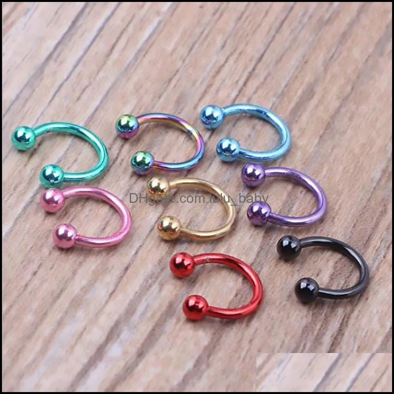 fashion body ring jewelry stainless steel cshape hoop disc nose cartilage tragus ear piercing set accessories dhs k116fa