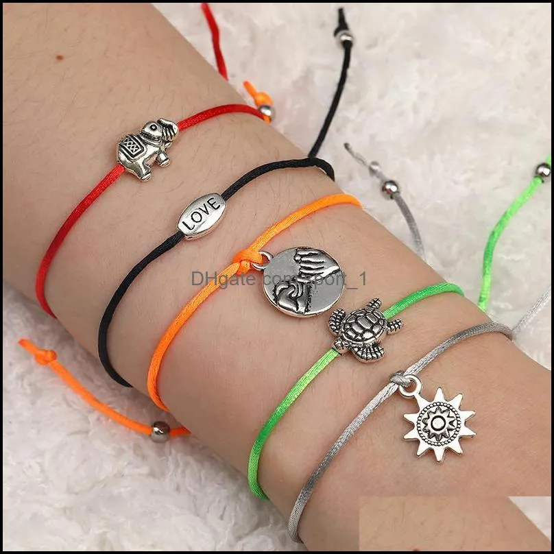 2020 fashion woven rope bracelet with multitype charm bracelets bangles for women men friendship statement jewelry greeting