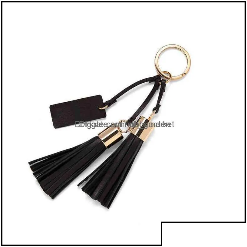 key rings jewelry wholesale high quality customize leather tassel keychain charms drop delivery 2021 lcl15