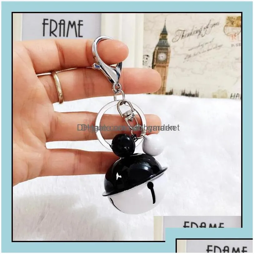 key rings jewelry cartoon cute metal candy color bells ring pendant creative couple car bag aessories kr049 keychains mix order 20 pieces
