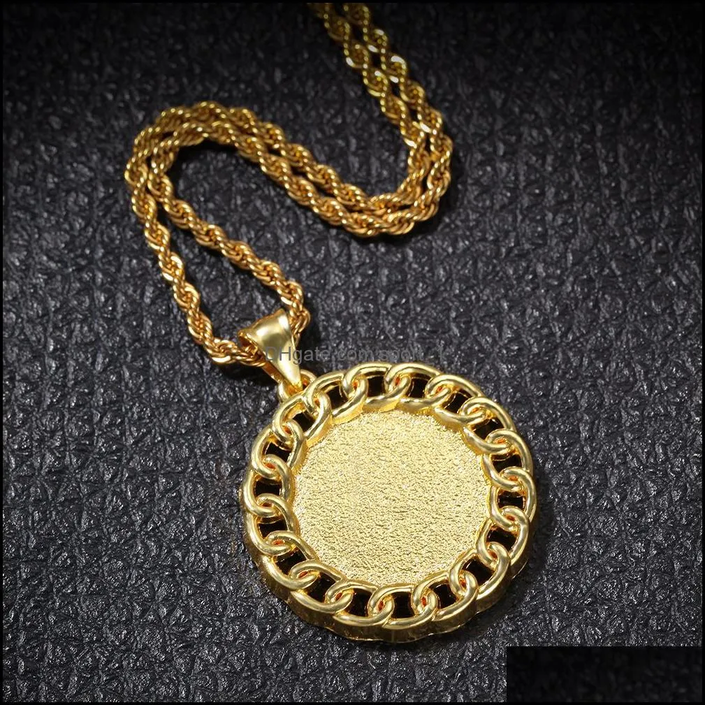 custom made p o memory medallions pendant necklace with gold silver twisted rope chain for women men hip hop personalized jewelry