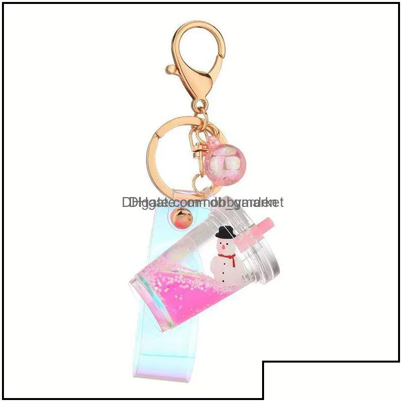 key rings jewelry 2021 fashion keychain acrylic christmas tea cup ring santa claus pendant gift drop delivery ouiml