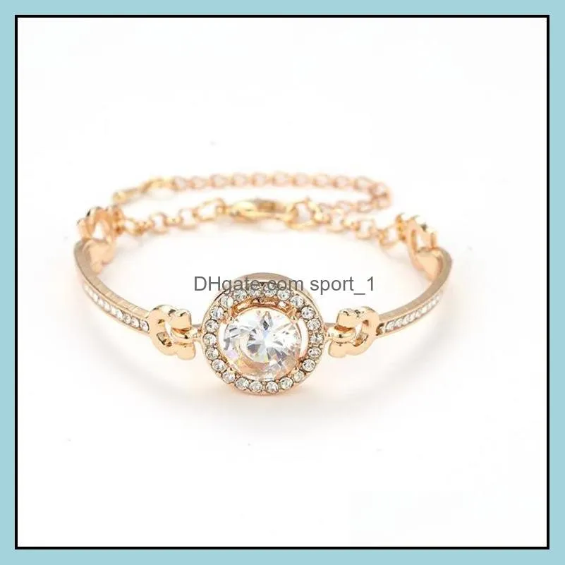 2019 classic 3 color round large crystal rhinestone charm shiny cuff opening bracelet for women fashion jewelry gift