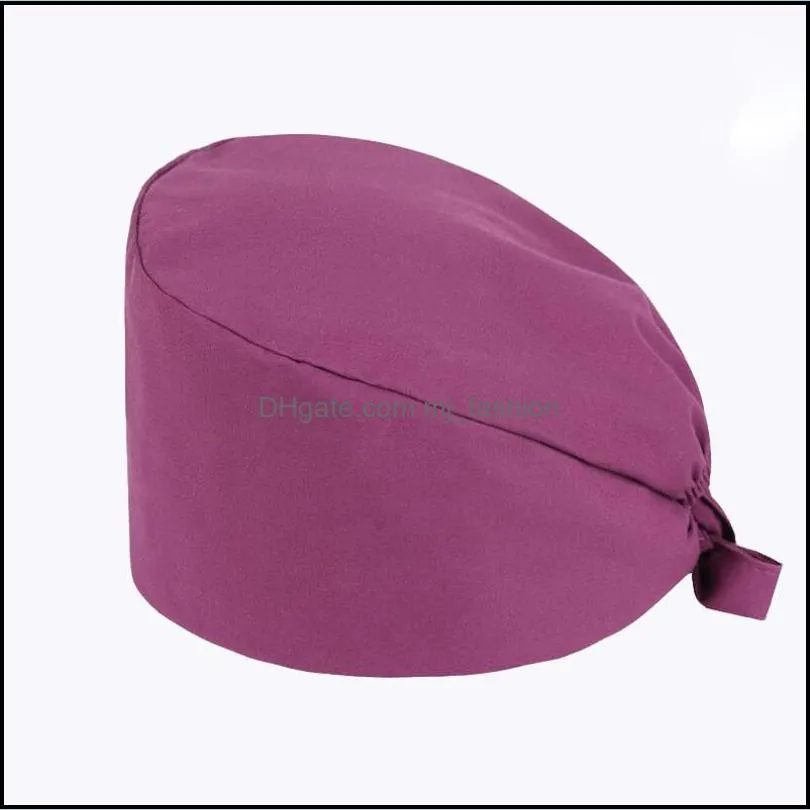 unisex solid color scrub nurse hat adjustable beauty salon care cap laboratory pet shop doctor working caps