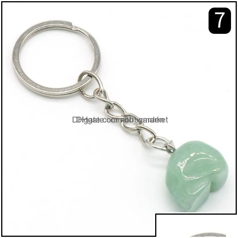 key rings jewelry healing reiki chakra natural stone skl pendant keychain crystal chakras quartz chains aessories 472c3 drop delivery 2021