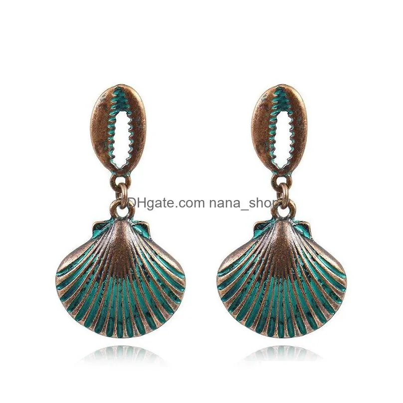 europe fashion jewelry womens sea wind shell pattern earring lady dangle stud earrings