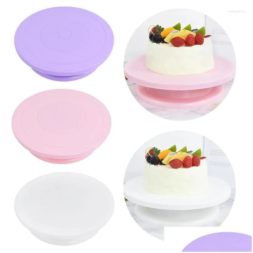 baking tools diy cake turntable stand cream decoration accessories pink/purple/white antiskid round table kitchen 1pcs