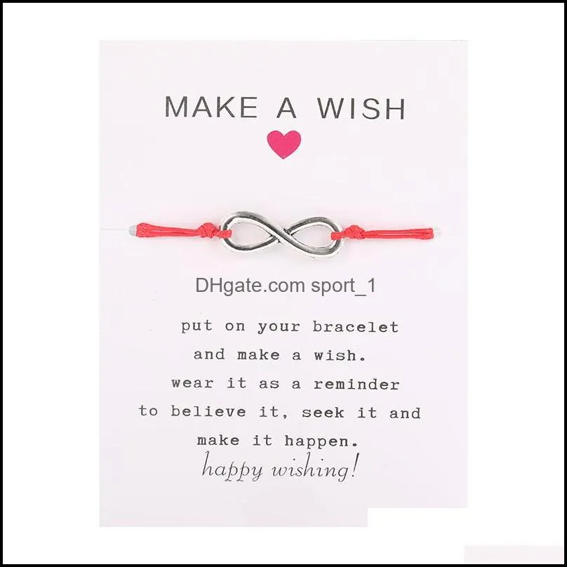  make a wish card bracelet simple elegant wax rope adjustable chain multishapes pendant woven bracelets for women girls gift