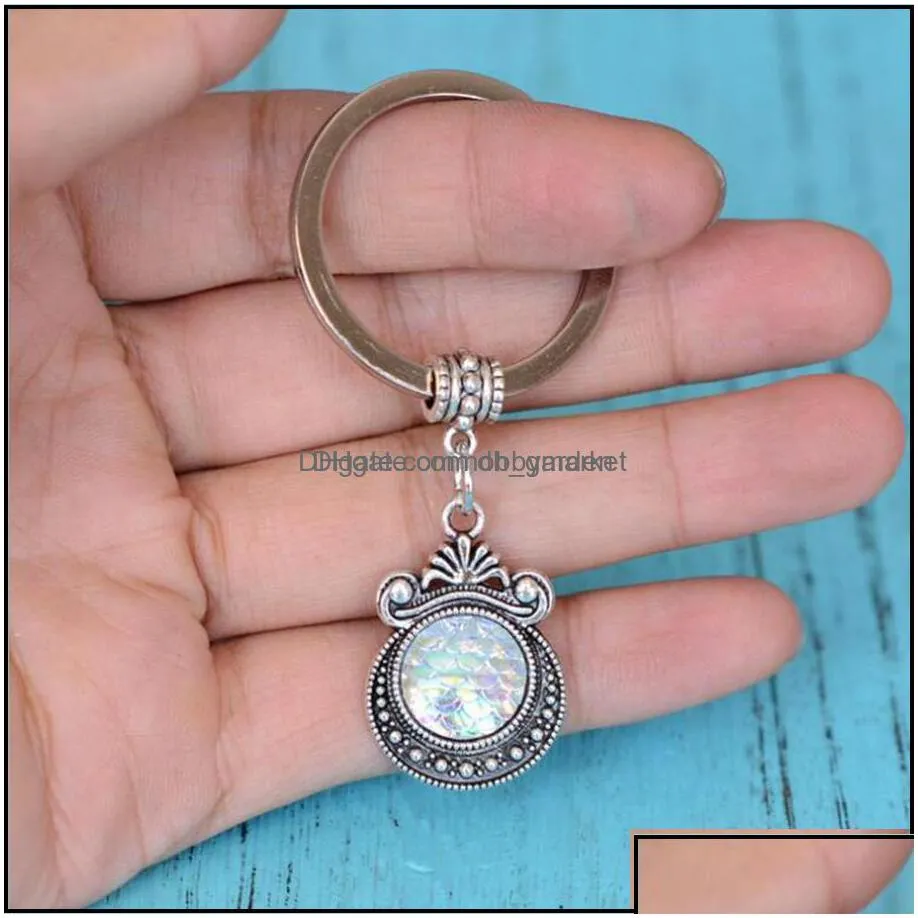 key rings jewelry wholesale mermaid keychain mirror creative metal pendant aessories custom gifts chain ring diy fit 450 drop delivery