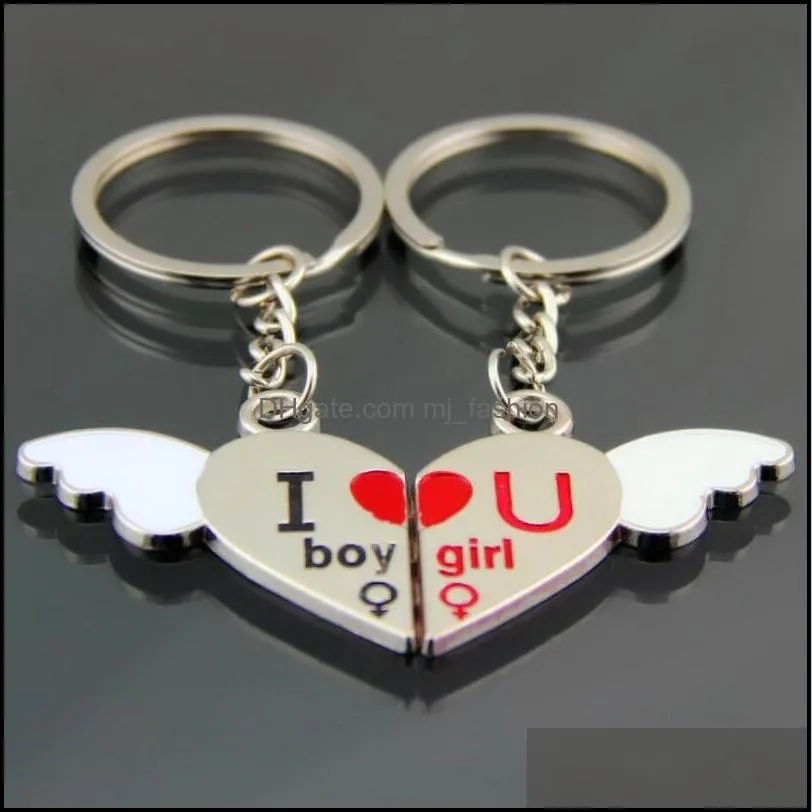 creative fashion women men keyring couple keychain lovers cute key ring holder love heart friends gift wedding favors