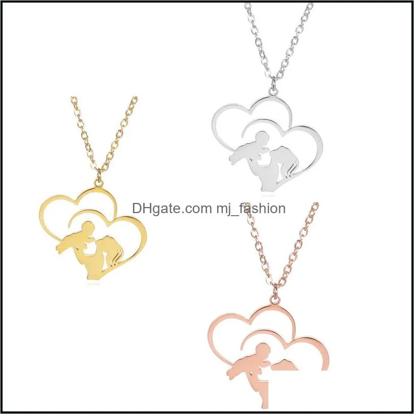 creative mom baby stainless steel chain necklace gold silver color necklaces pendants jewelry mothers day christmas gift