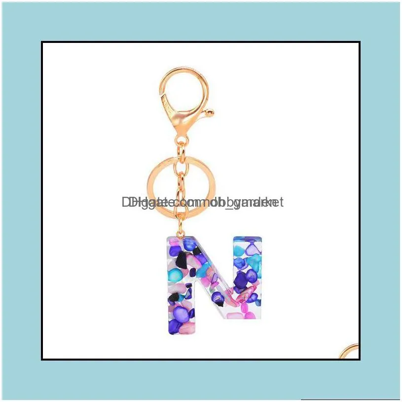 key rings jewelry fashion az letter keychain trendy creative colorf 26 english initial resin handbag keyring women gift drop delivery