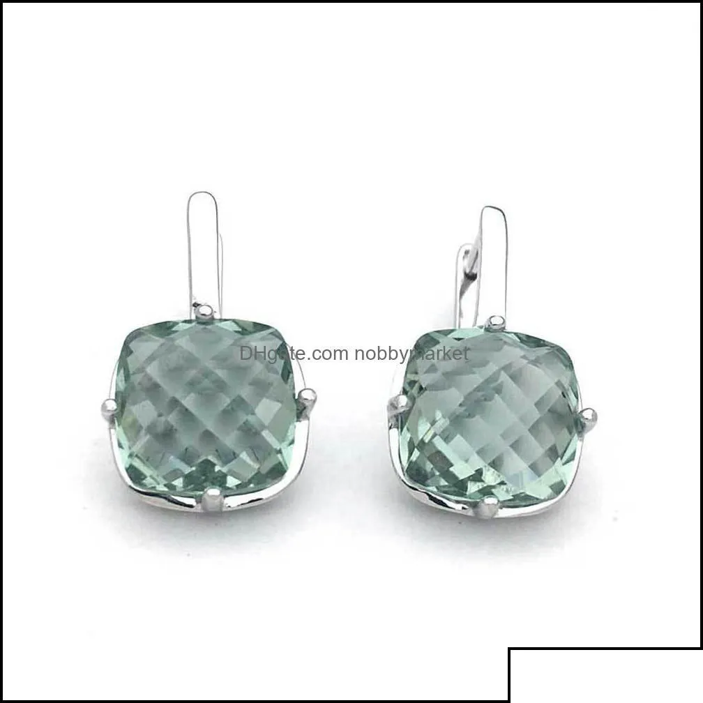 stud earrings jewelry csj green amethyst quartz good earring sterling 925 sier cushion cut fine for women lady party engagement gift box